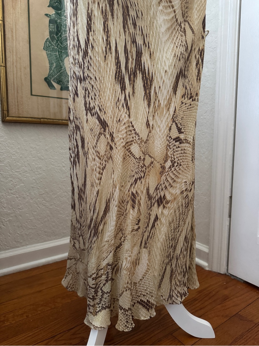 Zara Snake Skin Print Ruffle Maxi Y2K Plunge V-Neck Maxi Dress - Picture 3 of 7
